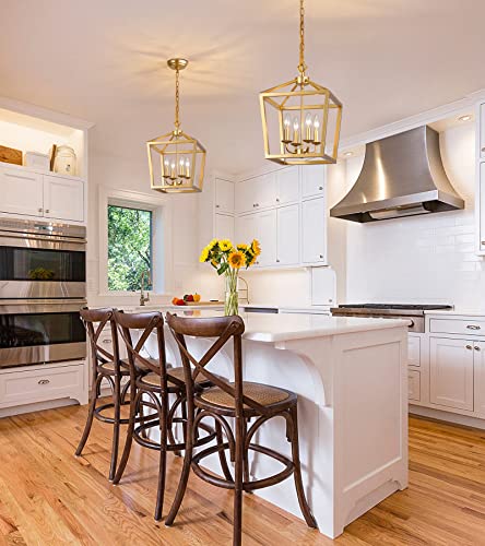 Gold Lantern Chandelier Hanging Pendant Light Fixture 4