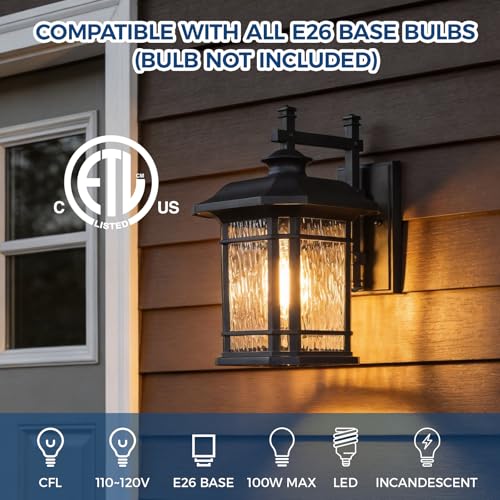 Large Outdoor Light Fixtures Wall Mount Black Exterior Porch Light
