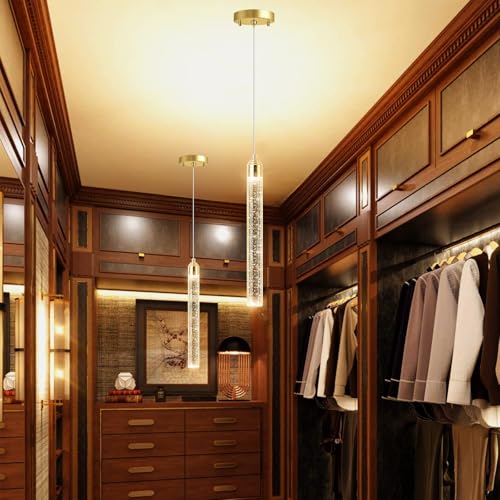 1 Light Modern Crystal Chandeliers LED Dimmable Pendant Lighting for Kitchen Island Dining Room Hallway