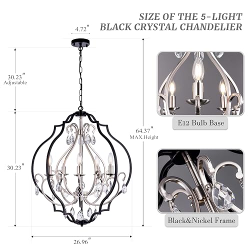 Black Crystal Chandeliers for Dining Room