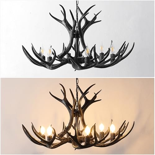 Eldora 6 Light Resin Antler Chandelier 33"