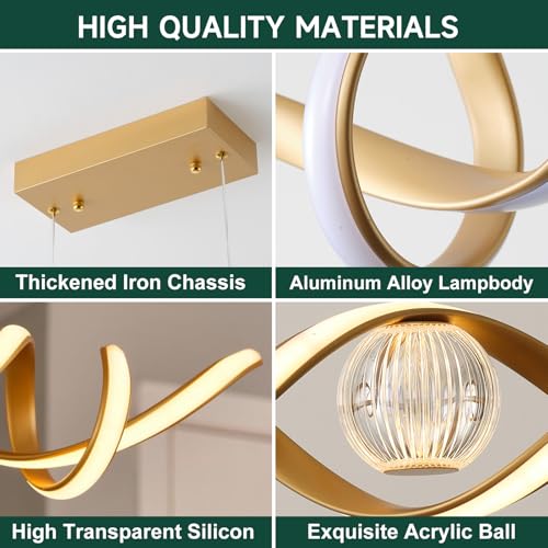 LED Modern Chandelier 39inch Dimmable Kitchen Island Pendant Lights