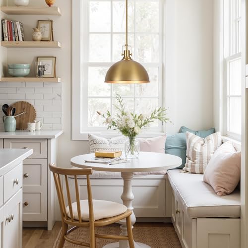 13 Inch Brushed Gold Metal Pendant Light Kitchen Island