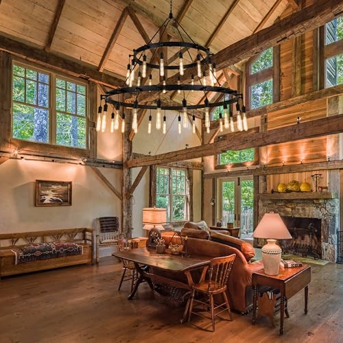 Black Chandelier Light Fixture 60" Large Round Farmhouse Chandeliers