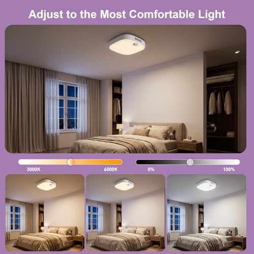 2 Pack IP65 Motion Sensor Shower Ceiling Light 10000mAh 18 Colors (2 Count)