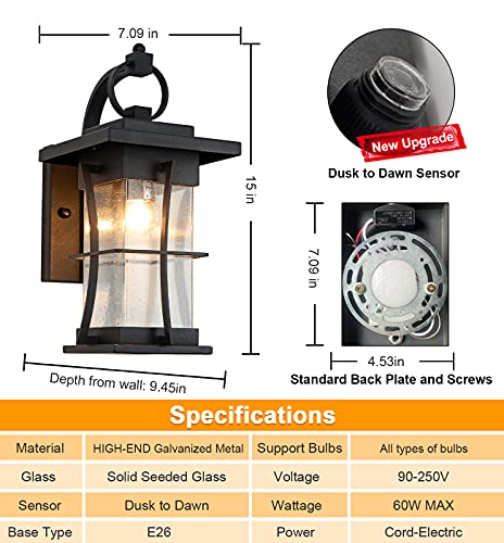 Dusk to Dawn Outdoor Wall Lantern Exterior Light Fixtures Wall Mount Porch Light with Photocell Sensor Waterproof Outside Wall Lights for House