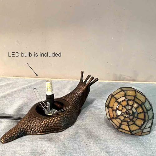L10943 Yellow Land Snail Tiffany Style Stained Glass Accent Lamp