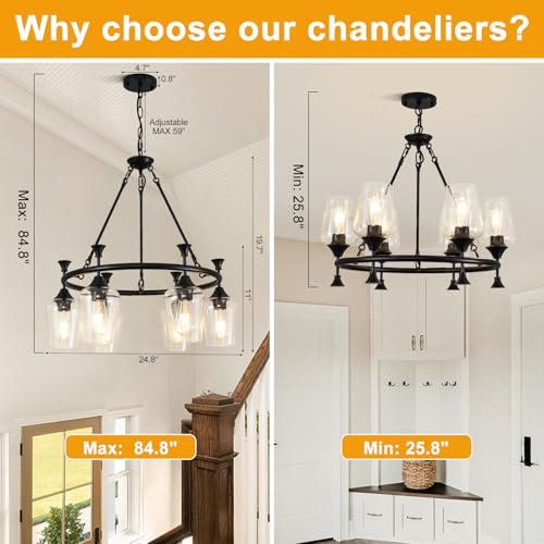25" Black Chandelier for Dining Room