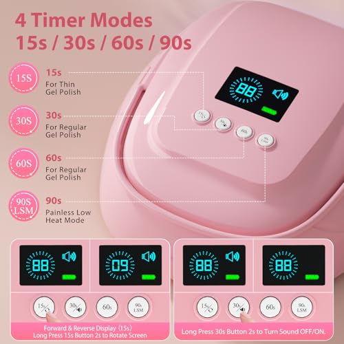 126W Cordless Rechargeable UV LED Nail Lamp with Large Space