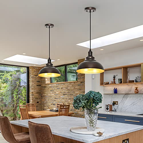 3 Pack Farmhouse Dome Pendant Lights for Kitchen Island Bronze (3 Count)
