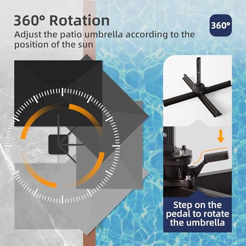 9x12 FT Patio Cantilever Outdoor Offset Umbrella with LED Lights