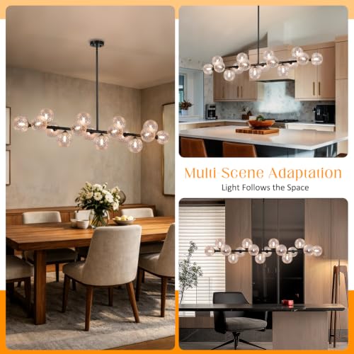 Linear Chandeliers 55'' Sputnik Glass Chandelier for Dining Room 16 Light