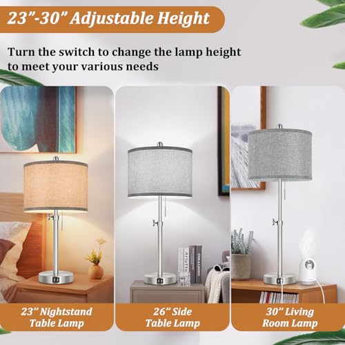 Silver Table Lamps Set of 2 for Living Room Bedroom (2 Count)