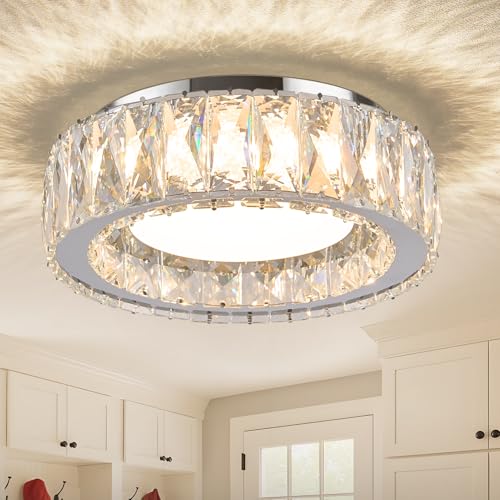11 Inch Dimmable Luxury Crystal LED Flush Mount Ceiling Light