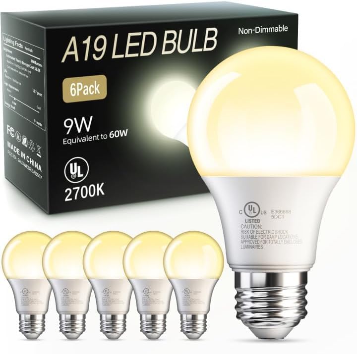 6 Pack A19 LED Light Bulbs (6 Count)