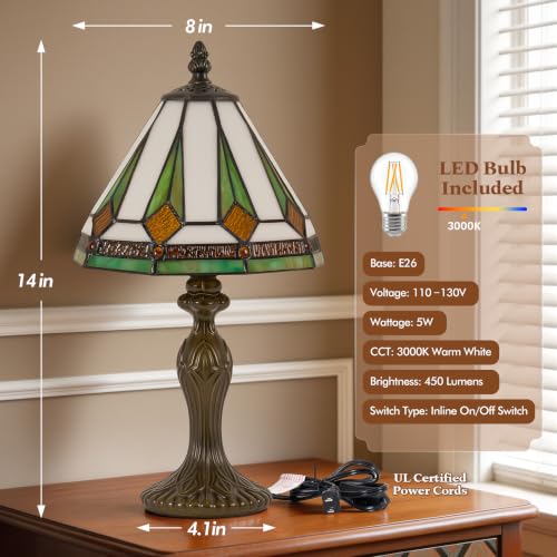 Table Lamp 8 Inch Small Mission Stained Glass Desk Lamp