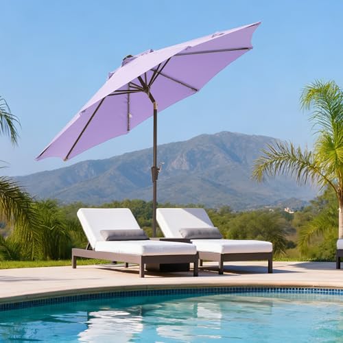 9' Patio Umbrella with solar lights Outdoor Garden Umbrella purple