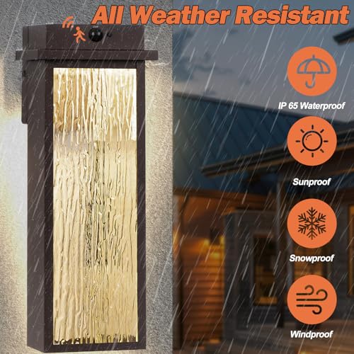 20” Large Brown Motion Sensor Dusk to Dawn Outdoor Wall Sconces (2 Count)