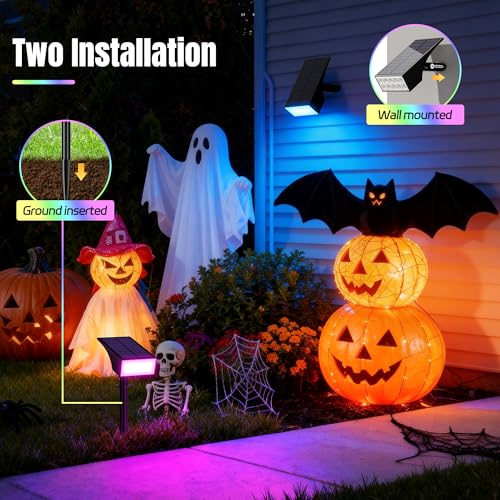 Solar Lights Outdoor Waterproof Landscape Spotlight Color Changing 2 Pack
