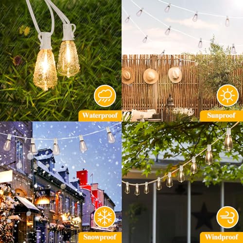100FT Outdoor String Lights 52 Bulbs