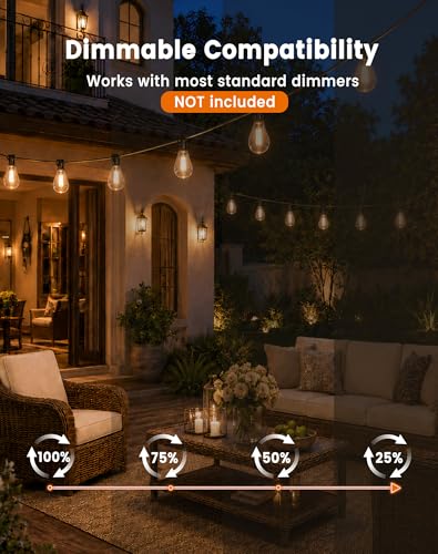 Outdoor String Lights 110FT (100+10FT(50 Sockets))