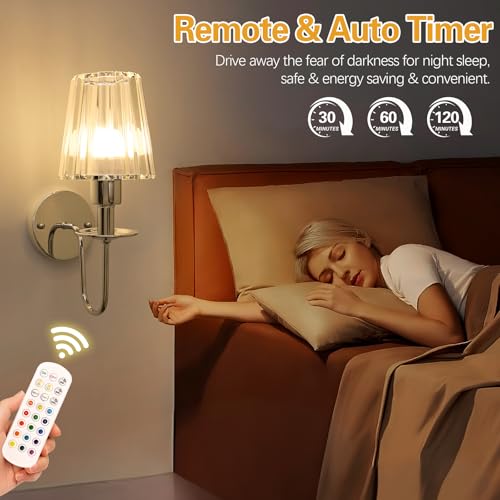 Battery Operated Wall Sconces Set of 2 (2 Count)