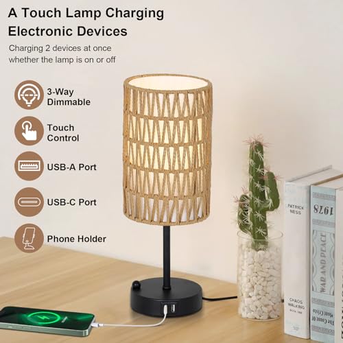 Touch Table Lamp Set of 2 For Bedroom with Bulb (2 Count)