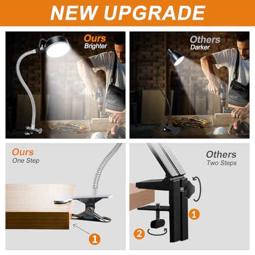 Clamp Light LED Work Light with Flexible & Strong Clip for Workshop
