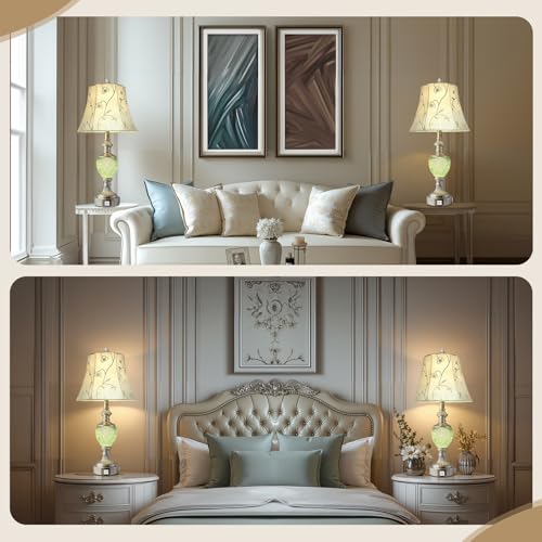 Bedside Table Lamp Set of 2 with Nightlight and USB A+C Ports (2 Count)
