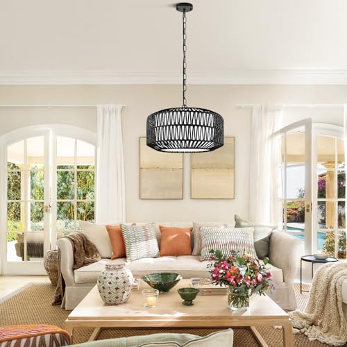 9" 52" Height Adjustable Farmhouse Chandelier Light Fixture