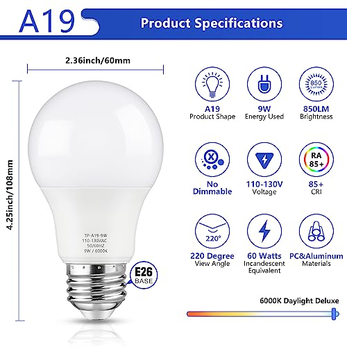 A19 LED Light Bulbs (4 Count)