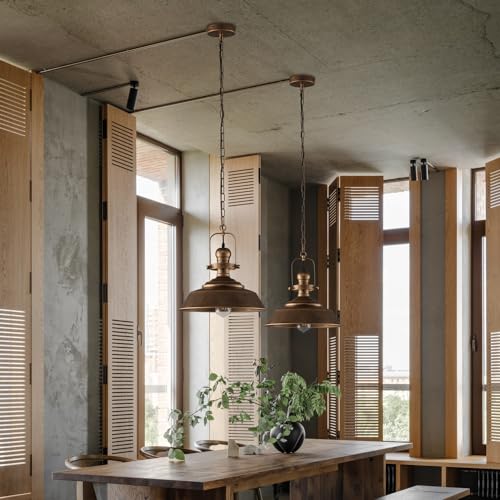 14.2 Inch Silver Black Farmhouse Pendant Light for Kitchen Island