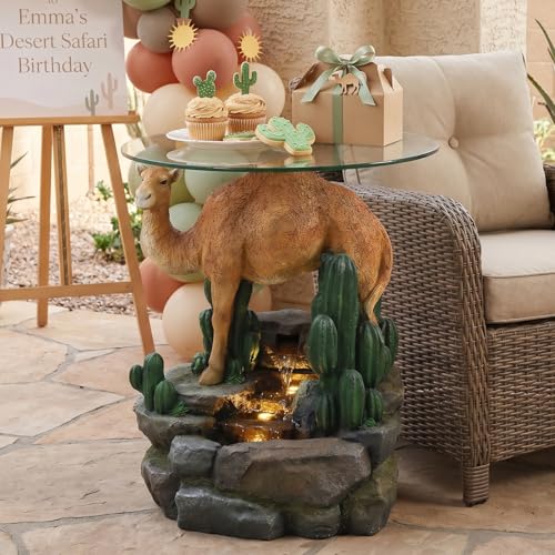Modern Indoor Water Fountain with Glass Table