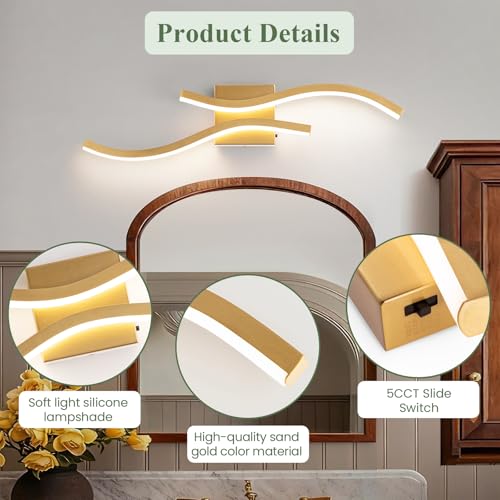 2 Packs Gold Bathroom Vanity Light Fixture