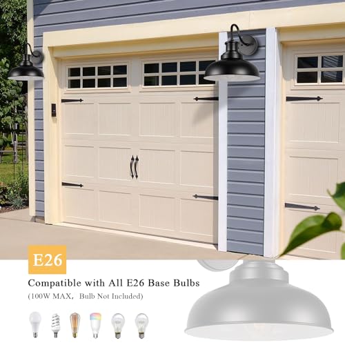 Outdoor Barn Light Outdoor Wall Sconce Farmhouse Exterior Wall Mount Light Vintage Outside Lighting Fixture Industrial Black White Lantern for Porch