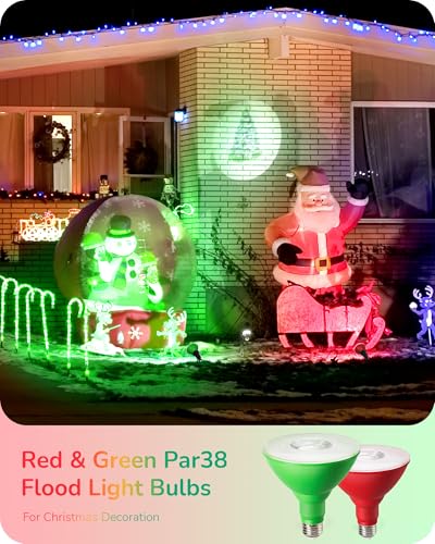Halloween Red & Green PAR38 Flood LED Light Bulbs Dimmable 4 Pack (4 Count)