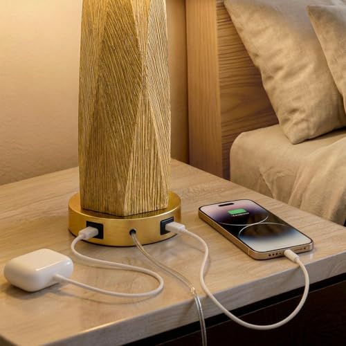 27.5" Gold Table Lamps Set of 2 with USB (2 Count)