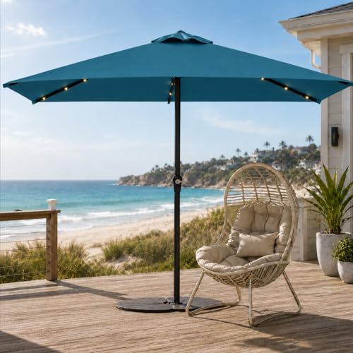 6.5 x 10ft Rectangular Patio Umbrella with Solar Lights