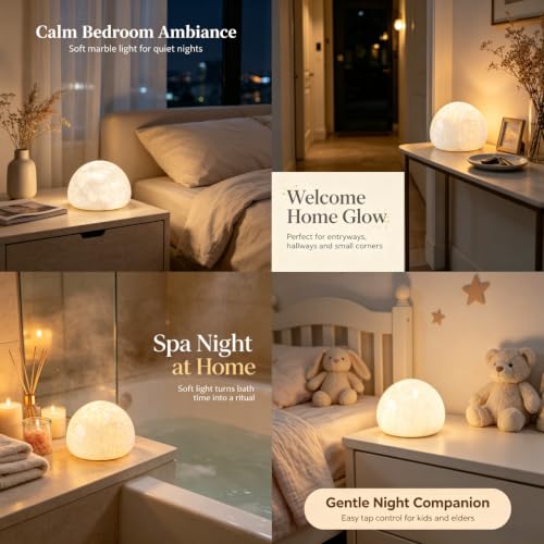 Natural Marble Lamp Cordless Touch Control Night Light 3