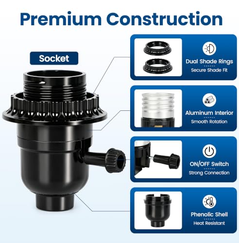 Light Socket UL Listed E26 Lamp Socket Replacement with Switch