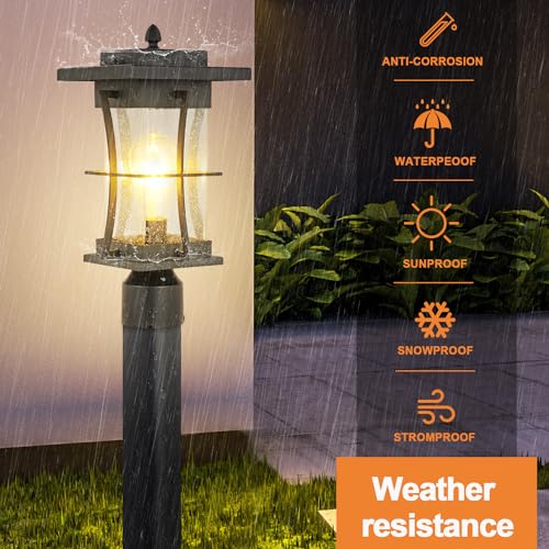 Dusk to Dawn Outdoor Post Light Fixture Waterproof Pole Mount Light with Pier Mount Adapter