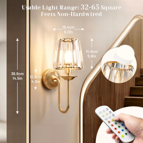 Gold Battery Operated Wall Sconces Set of Two