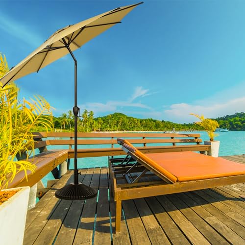 11FT Lyon Outdoor Patio Umbrella Outdoor Table Umbrella with Push Button Tilt and Crank Market Umbrella 8 Sturdy Ribs UV Protection Waterproof for Garden Deck Backyard Pool Tan