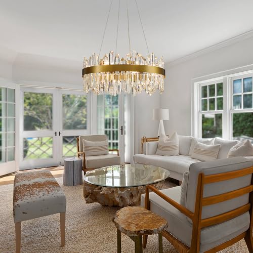 Gold Modern Oval Crystal Chandelier