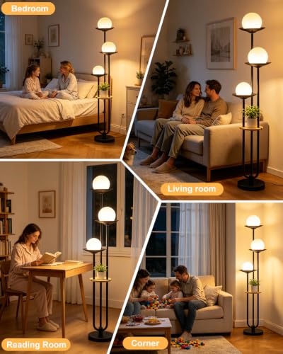 Globe Floor Lamp with Shelf 3 (3 Count)