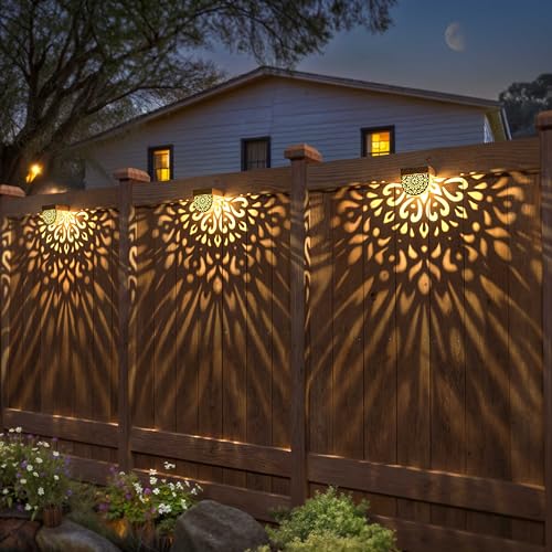 Solar Fence Lights 6 Pack Solar Step Lights Outdoor Waterproof LED Solar Powered Wall Lights Outdoor Decorations Warm Yellow Light Decorative Lighting for