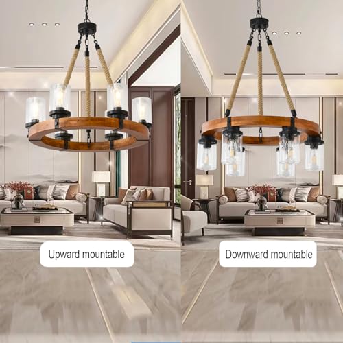 26" Wood Wagon Wheel Chandelier (6 Count)