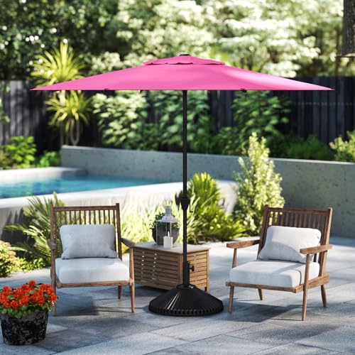 9FT Lyon Outdoor Patio Umbrella Outdoor Table Umbrella with Crank Market Umbrella 8 Sturdy Ribs UV Protection Waterproof and Push Button Tilt for Garden Deck Backyard Pool