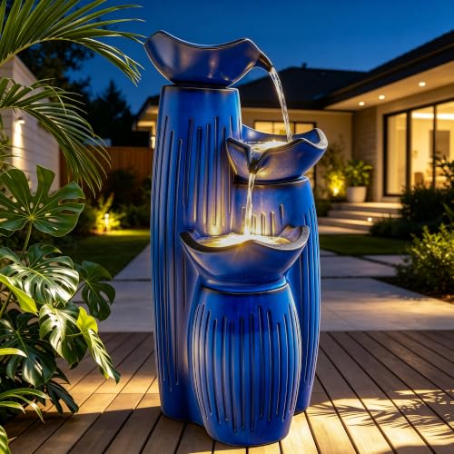 Autodaya 30" H Modern Ceramic Outdoor Water Fountain
