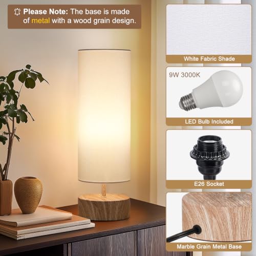 Touch Table Lamp with Wood Grain Metal Base